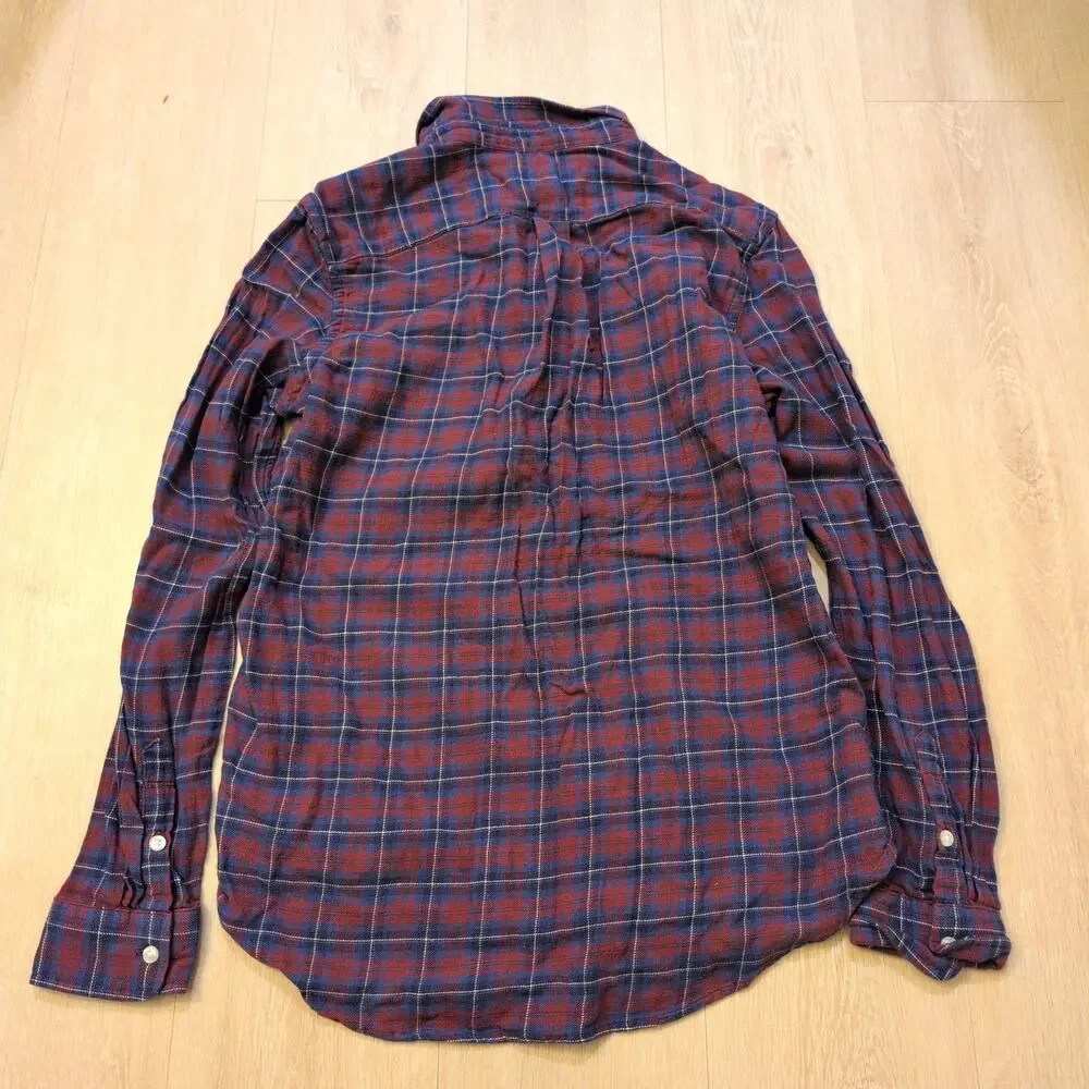 VTG‎ Ralph Lauren Youth XL Button Up Shirt Plaid Horse Red Maroon